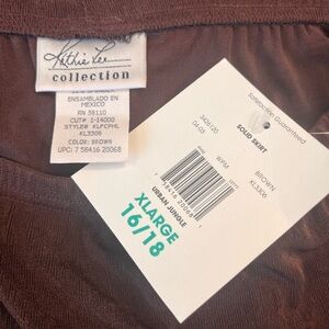 Kathie Lee COLLECTION Solid Brown Midi Skirt